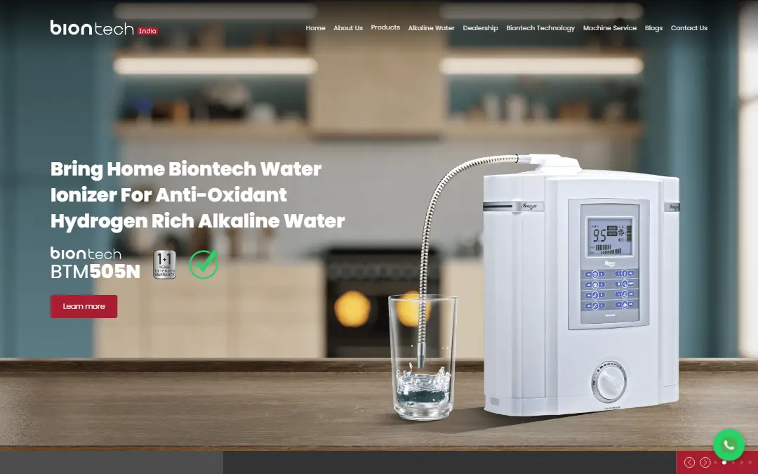 Biontech India website homepage