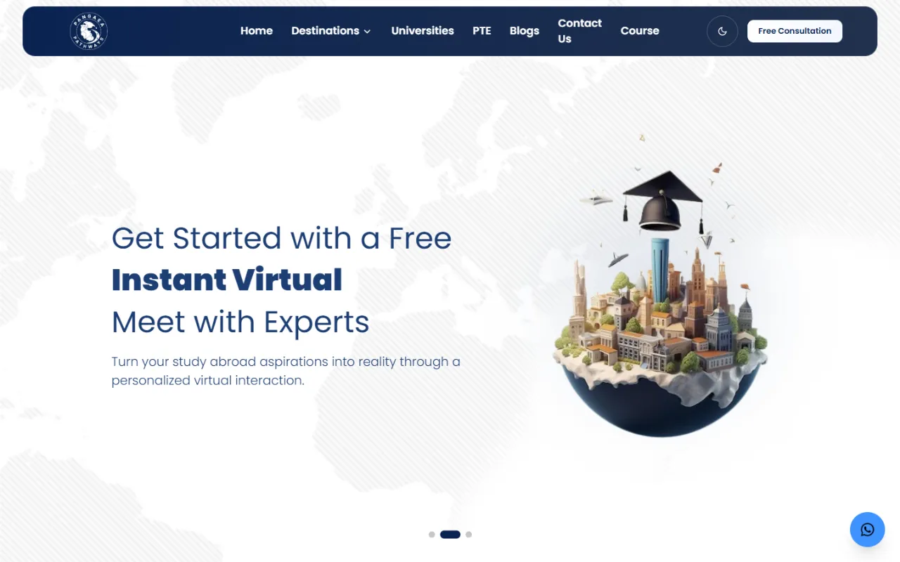 Pangaea Pathways homepage on desktop