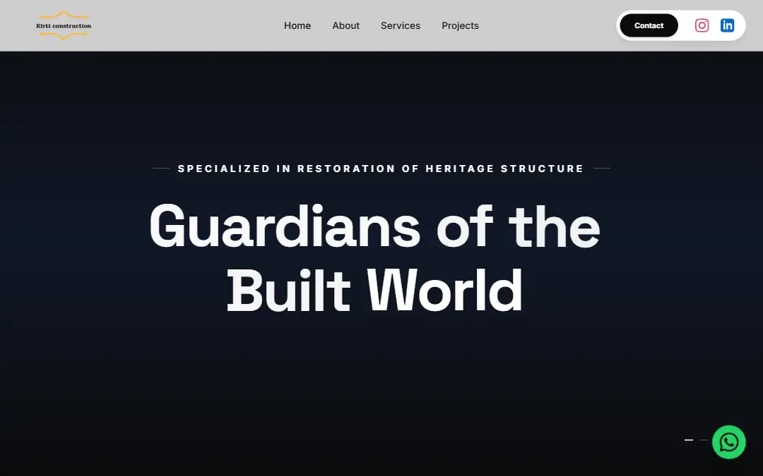 Kirti Construction website homepage