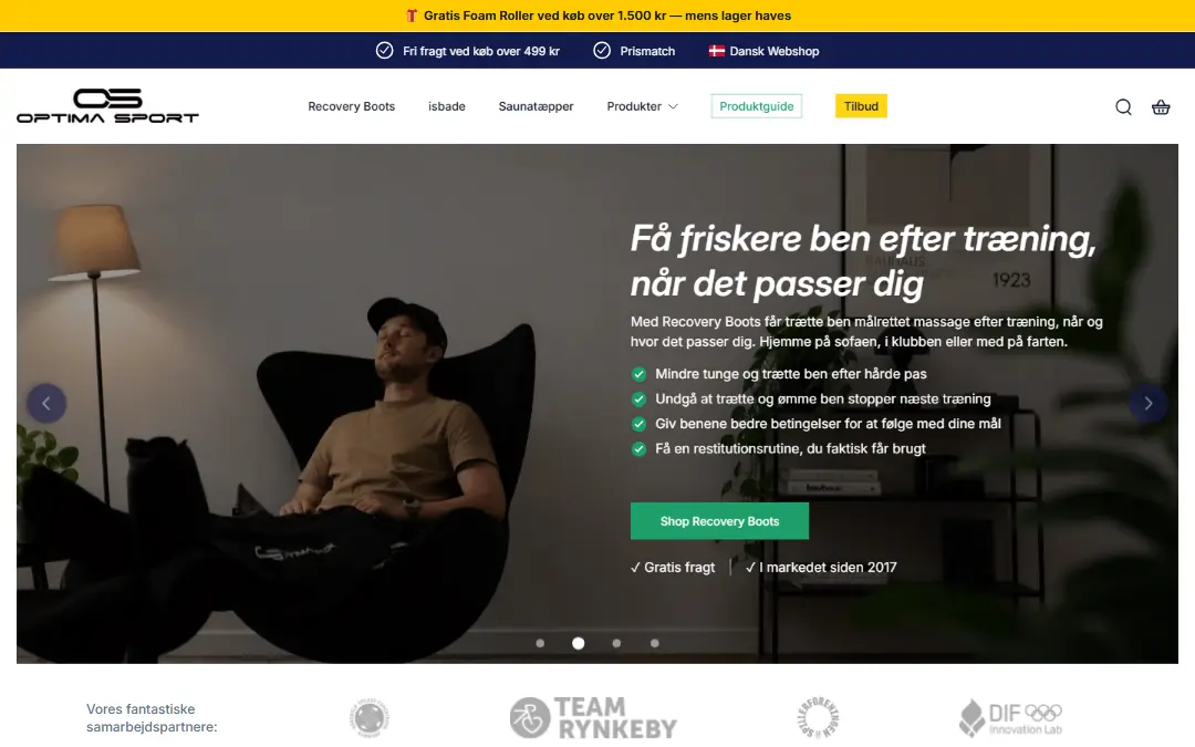 Optima Sport website homepage
